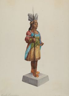 Cigar Store Indian, c. 1938. Creator: Lucille Lacoursiere