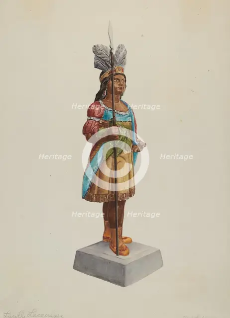 Cigar Store Indian, c. 1938. Creator: Lucille Lacoursiere.