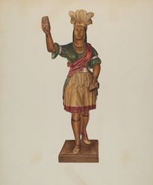Cigar Store Indian, c. 1938. Creator: Lucille Lacoursiere
