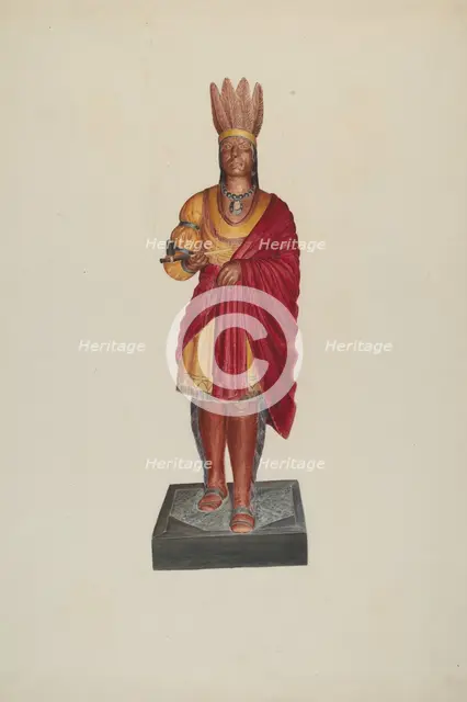 Cigar Store Indian, c. 1938. Creator: Ralph M. Lewis.