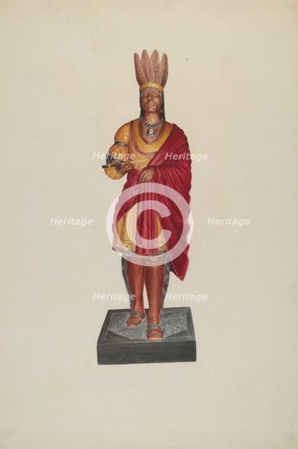 Cigar Store Indian, c. 1938. Creator: Ralph M. Lewis.