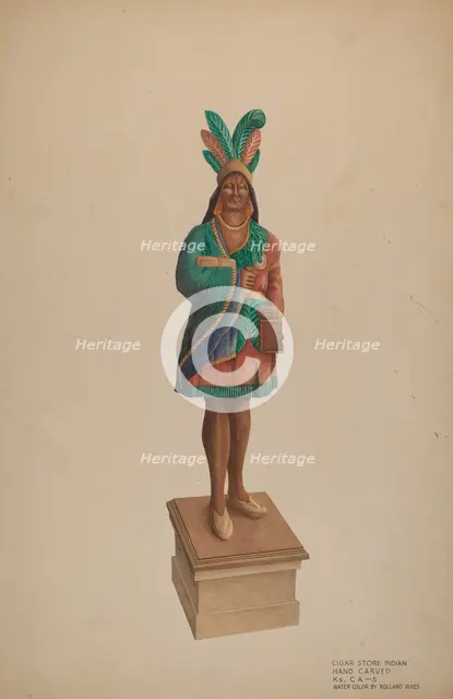Cigar Store Indian, c. 1938. Creator: Rolland Ayres.