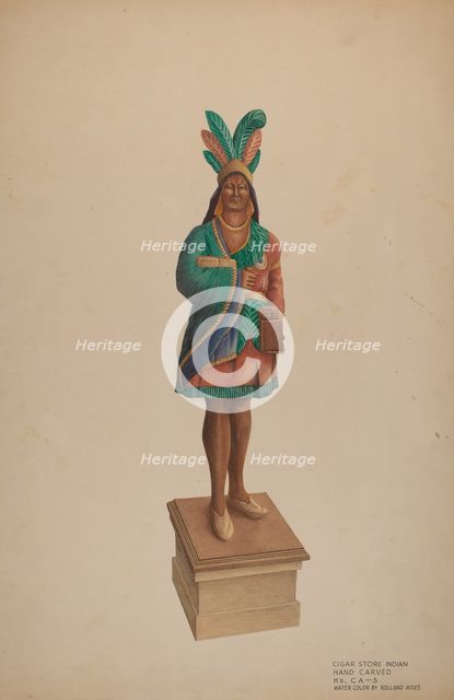 Cigar Store Indian, c. 1938. Creator: Rolland Ayres.