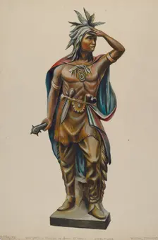 Cigar Store Indian, c. 1938. Creator: Walter Hochstrasser