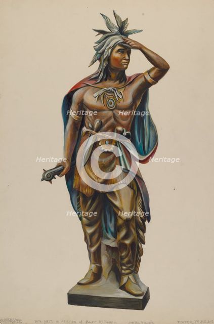 Cigar Store Indian, c. 1938. Creator: Walter Hochstrasser.