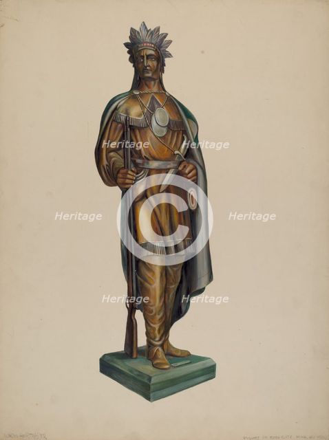 Cigar Store Indian, c. 1938. Creator: Walter Hochstrasser.