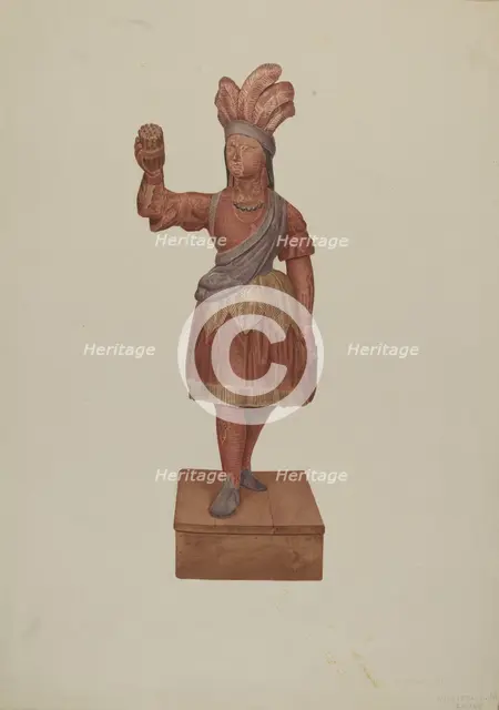 Cigar Store Indian, c. 1939. Creator: Michael Riccitelli.