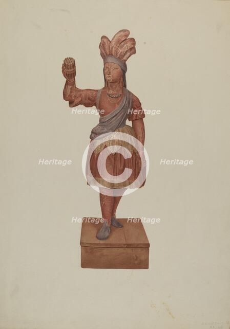 Cigar Store Indian, c. 1939. Creator: Michael Riccitelli.