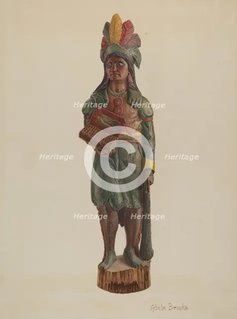 Cigar Store Indian, c. 1939. Creator: Adele Brooks.