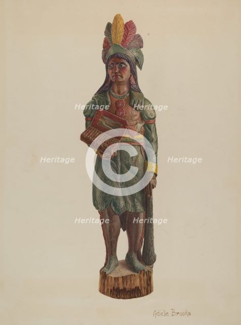Cigar Store Indian, c. 1939. Creator: Adele Brooks.