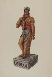 Cigar Store Indian, c. 1939. Creator: Elmer R. Kottcamp