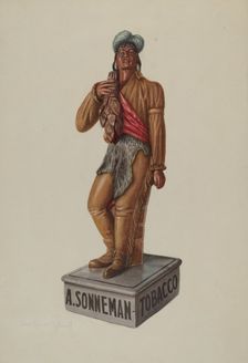 Cigar Store Indian, c. 1939. Creator: Elmer R. Kottcamp
