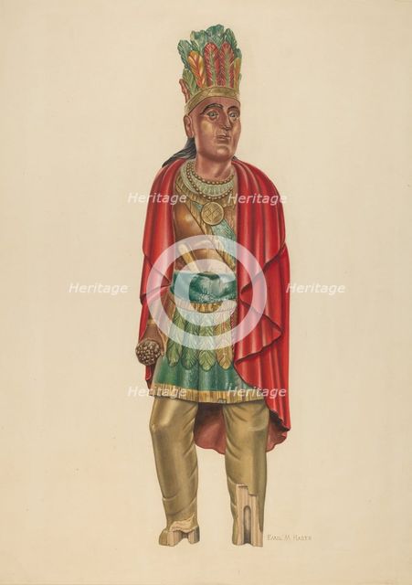 Cigar Store Indian, c. 1939. Creator: Emil Hagen.