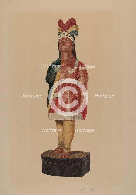 Cigar Store Indian, c. 1939. Creator: Georgine E. Mason.