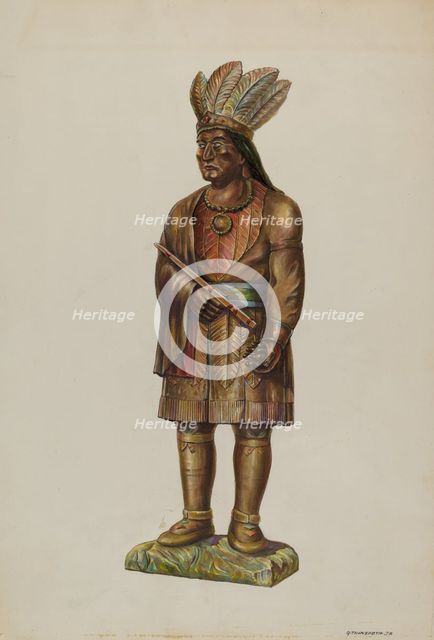Cigar Store Indian, c. 1939. Creator: Gerald Transpota.