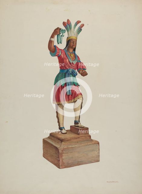 Cigar Store Indian, c. 1939. Creator: Robert W.R. Taylor.