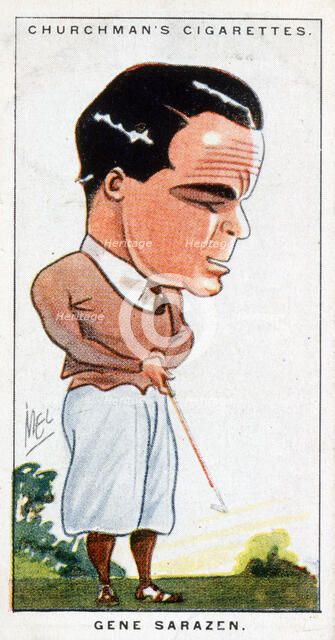 Cigarette card of Gene Sarazen, American, c1930s. Artist: Unknown