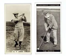 Cigarette cards of Bobby Jones and Tom Morris Sr, 1926-7. Creator: Unknown