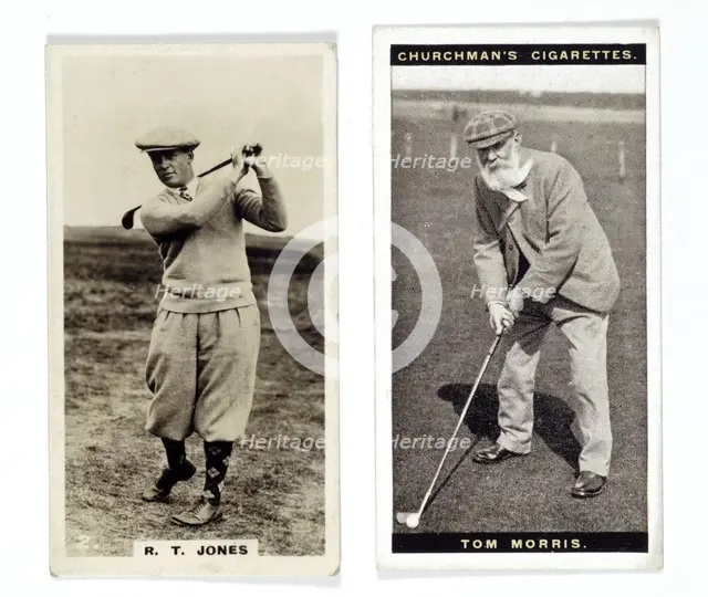 Cigarette cards of Bobby Jones and Tom Morris Sr, 1926-7. Creator: Unknown.