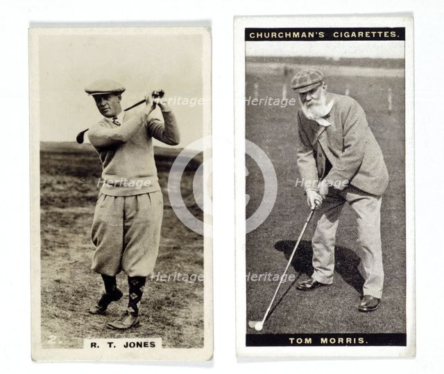 Cigarette cards of Bobby Jones and Tom Morris Sr, 1926-7. Creator: Unknown.