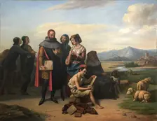 Cimabue and the Young Giotto, 1841. Creator: Prévost, Constantin-Jean Marie (1796-1865)