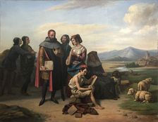 Cimabue and the Young Giotto, 1841. Creator: Prévost, Constantin-Jean Marie (1796-1865)