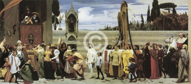 'Cimabue's Celebrated Madonna is carried in Procession through the Streets of Florence', 1853-1855. Artist: Frederic Leighton
