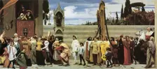 Cimabue's Celebrated Madonna is carried in Procession through the Streets of Florence 1853-1855. Artist: Frederic Leighton