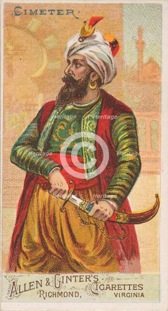 Cimeter, from the Arms of All Nations series (N3) for Allen & Ginter Cigarettes Brands, 1887. Creator: Allen & Ginter.