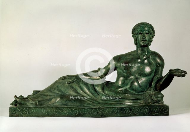 'Cinerary Urn in the form of a reclining Youth (Etruria)', early 4th century BC. Artist: Unknown