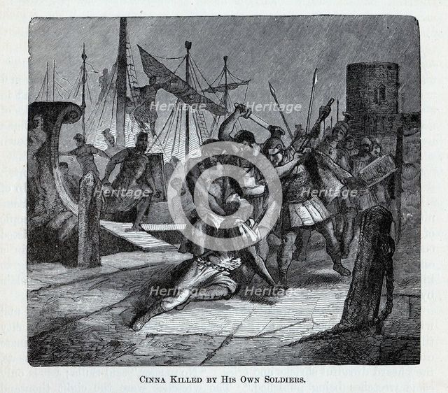 Cinna Killed by His Own Soldiers, 1882. Artist: Anonymous  