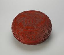 Cinnabar Lacquer Scholar in Landscape Box and Cover, Qing dynasty, Qianlong reign (1736-1795). Creator: Unknown