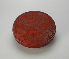 Cinnabar Lacquer Scholar in Landscape Box and Cover, Qing dynasty, Qianlong reign (1736-1795). Creator: Unknown