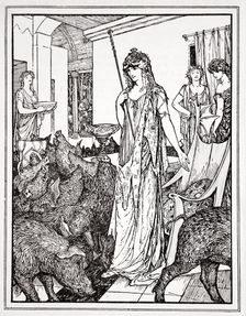 Circe sends the Swine (The Companions of Ulysses) to the Styes 1926. Creator: Henry Justice Ford