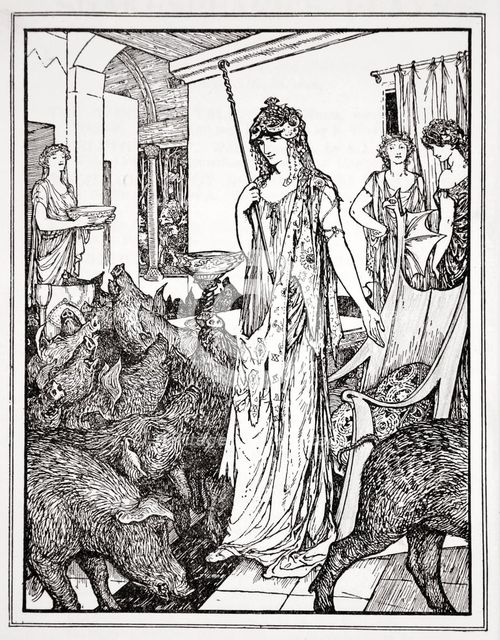 'Circe sends the Swine (The Companions of Ulysses) to the Styes', 1926.  Creator: Henry Justice Ford.