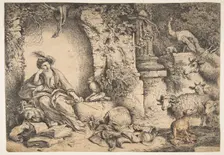 Circe with the companions of Ulysses changed into animals, 1650-51. Creator: Giovanni Benedetto Castiglione