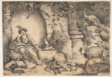 Circe with the companions of Ulysses changed into animals, 1650-51. Creator: Giovanni Benedetto Castiglione