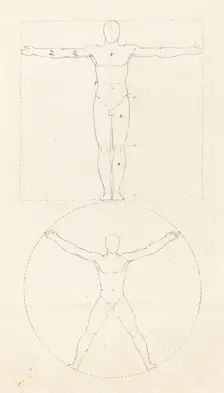 Circle and Square of the Human Figure, published 1829. Creator: George Scharf