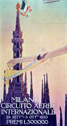 Circuito Aereo Internazionale de Milano September 24 to October 3, 1910, the aircraft is an Ant…