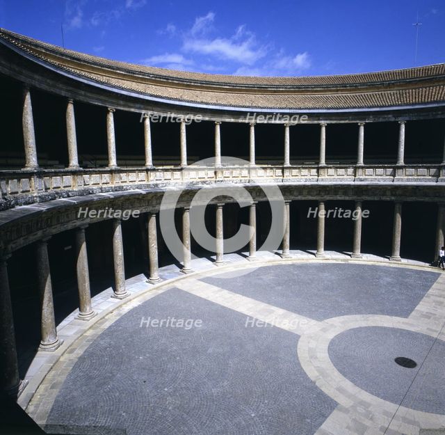 Circular courtyard of the Palace of Charles V at the Alhambra in Granada, by Pedro Machuca.
