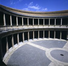 Circular courtyard of the Palace of Charles V at the Alhambra in Granada, by Pedro Machuca