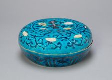 Circular Covered Box with Floral and Lingzhi Mushroom Scrolls, Ming dynasty (1368-1644), 16th cent. Creator: Unknown