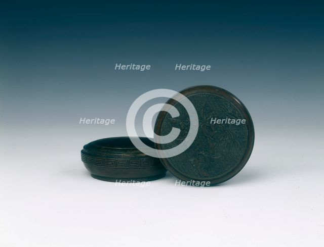 Circular copper incense box with prunus, Late Ming dynasty, China, early 17th century. Creator: Unknown.