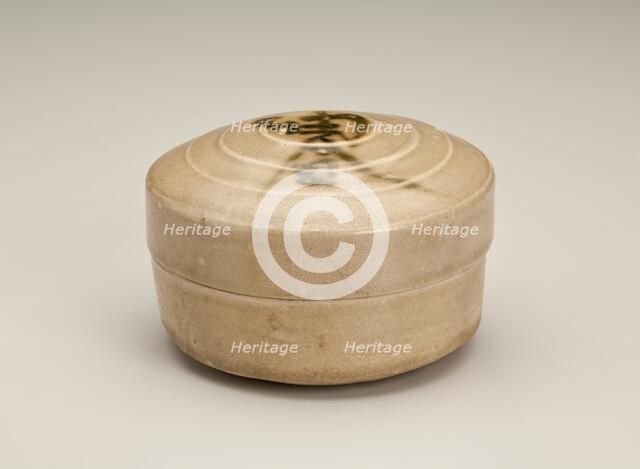 Circular box inscribed 'lotion box', 800s. Creator: Unknown.
