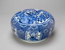 Circular Box with Peacocks, Peonies, and Auspicious Motifs, Ming dynasty, Wanli period (1573-1620). Creator: Unknown