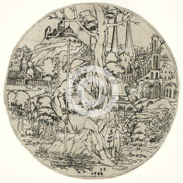 Circular Design with Saturn, 1583. Creator: Jonas Silber.