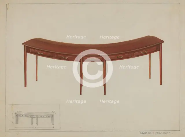 Circular Desk, c. 1936. Creator: Cornelius Frazier.