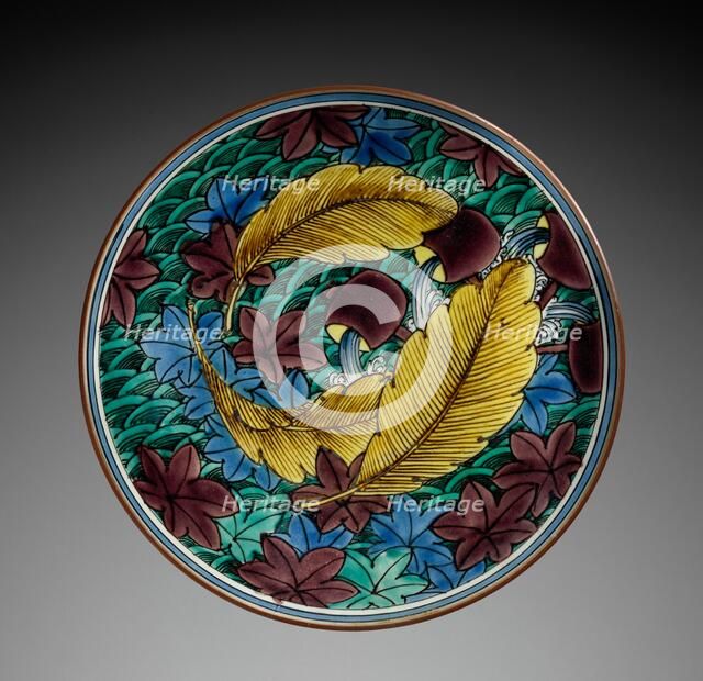 Circular Dish with Tall Base: Kutani Ware, late 19th Century. Creator: Unknown.