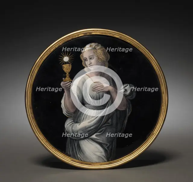 Circular Enamel Plaque with Figure of Ecclesia (?), 16th century. Creator: Unknown.