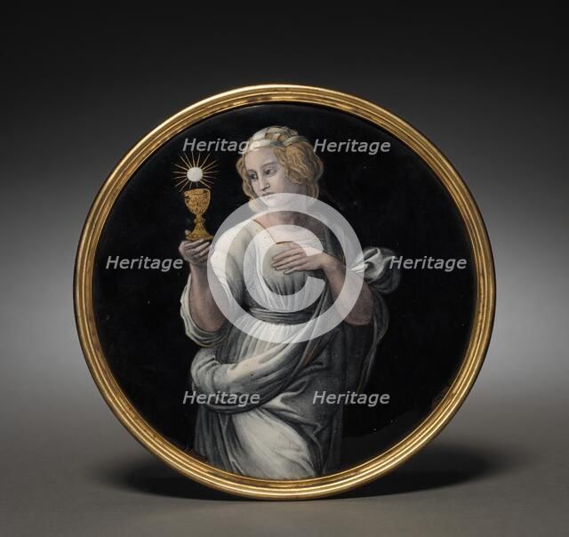 Circular Enamel Plaque with Figure of Ecclesia (?), 16th century. Creator: Unknown.
